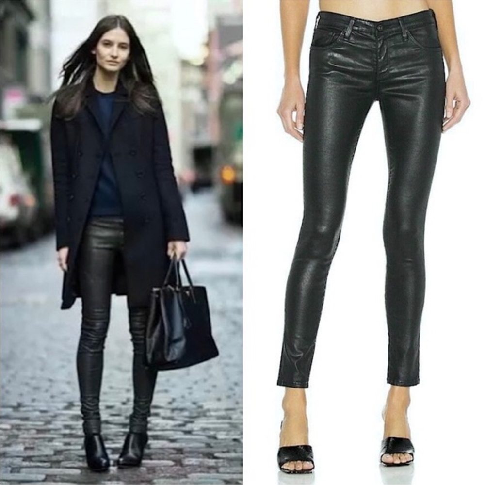 AG Adriano Goldschmied The Legging Super Skinny 100% Lamb Leather Pants Size 27
